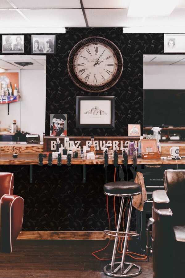 Self-adhesive wallpaper Black Barber Elegance by Fancy Walls