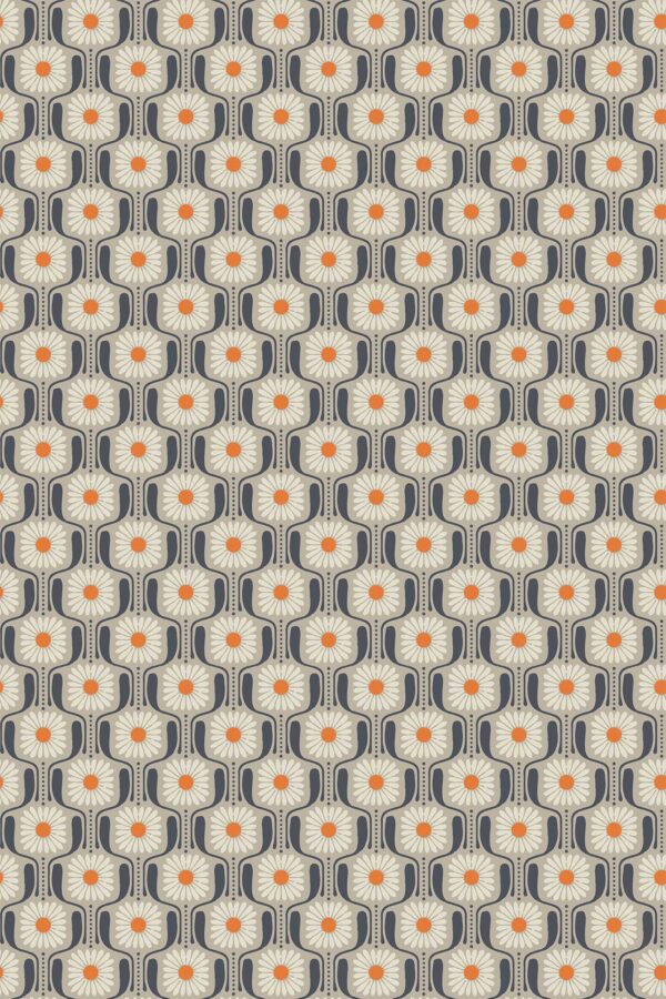Beige Retro Floral Wallpaper
