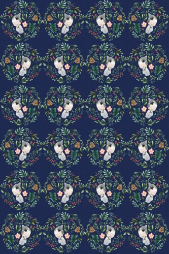 Fancy Walls blue floral wallpaper for walls with Christmas birdie pattern