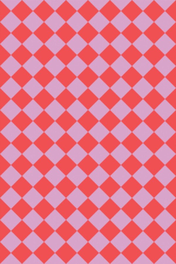 Pink check self-adhesive wallpaper for a vibrant accent wall by Fancy Walls