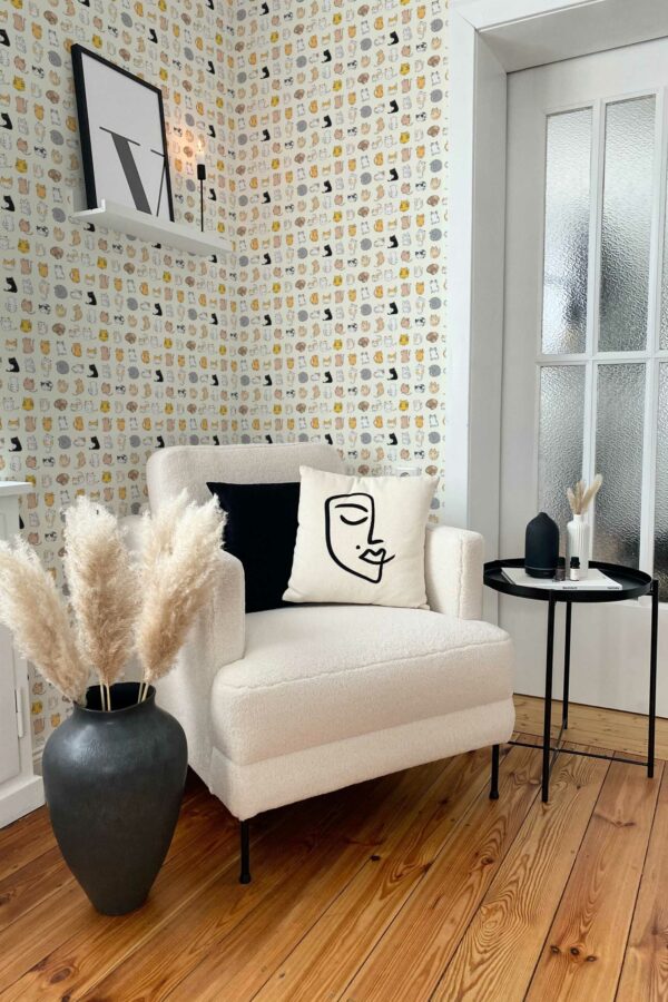 Sunny Feline Charm Self-adhesive Wallpaper by Fancy Walls