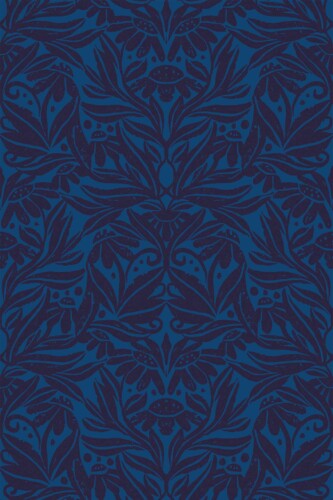 Fancy Walls peel and stick wallpaper with Blue Damask design