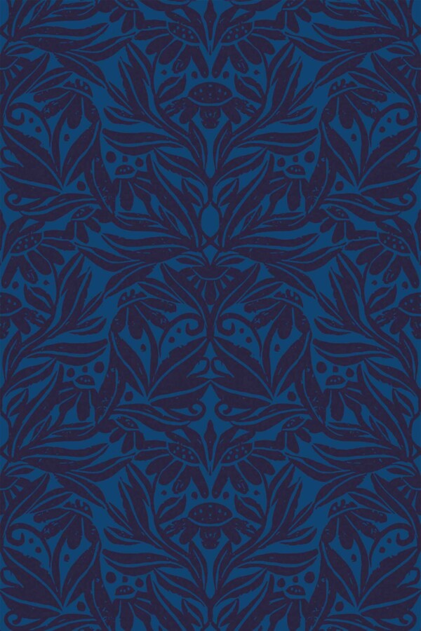 Fancy Walls peel and stick wallpaper with Blue Damask design