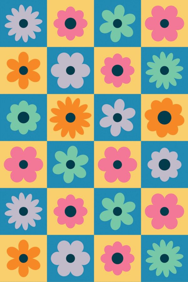 Colorful Retro Checks self-adhesive wallpaper by Fancy Walls