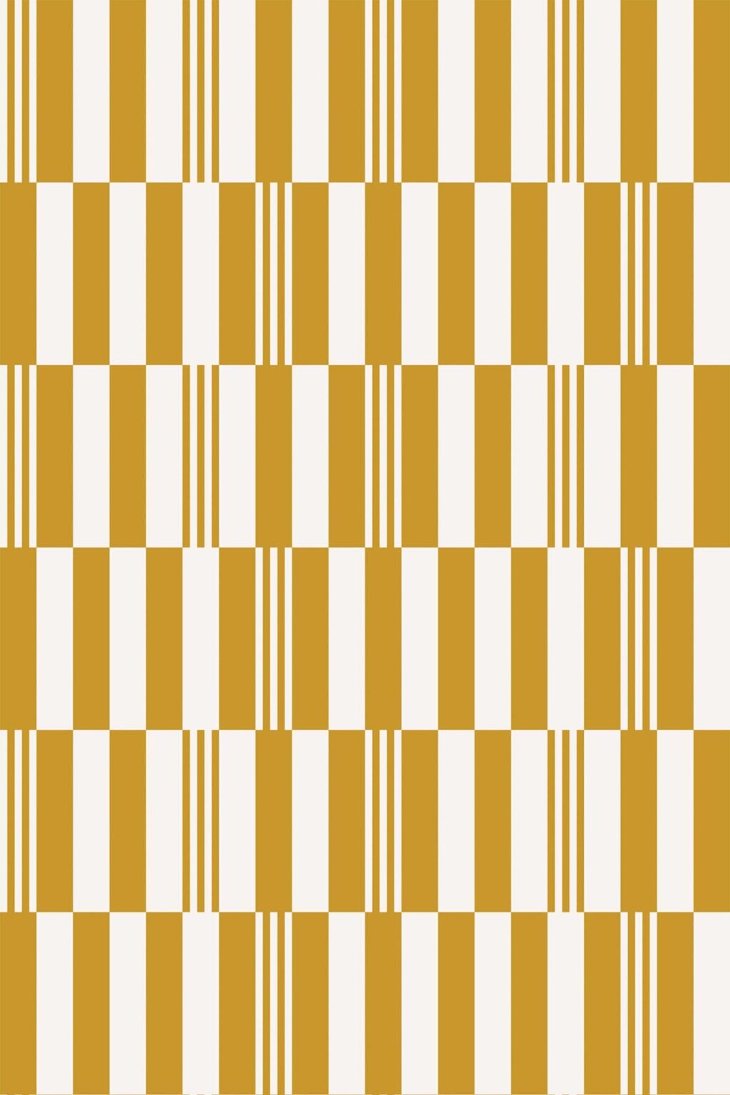 Oldschool Mustard Stripe Peel and Stick Wallpaper or Non-Pasted