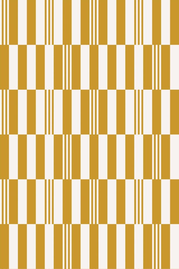 Self-adhesive wallpaper in retro mustard yellow by Fancy Walls