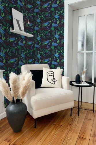 Removable wallpaper featuring Black Floral elements by Fancy Walls