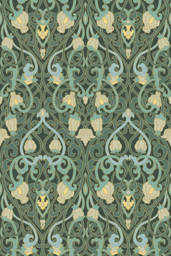 Traditional wallpaper in Artistic Sage Enchantment theme from Fancy Walls