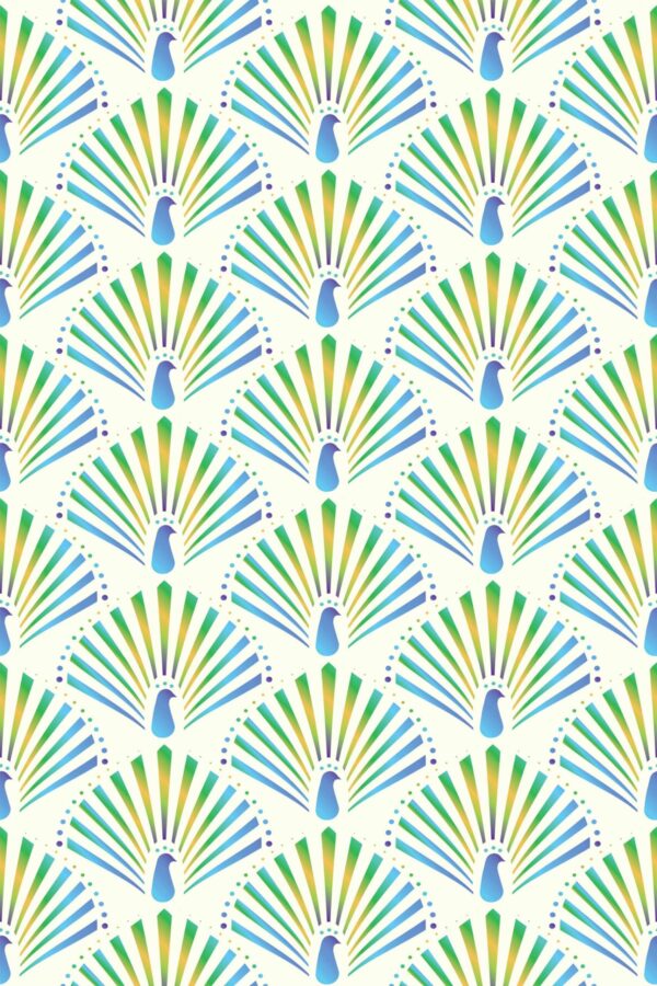 Unpasted wallpaper with Peacock Essence pattern by Fancy Walls