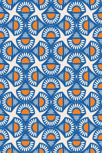 Fancy Walls peel and stick wallpaper with Bright Retro Floral Blue design