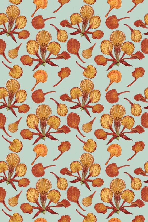 Unpasted Beautiful Seamless Floral on Sage green wallpaper by Fancy Walls.