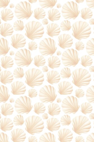 Fancy Walls peel and stick wallpaper with Gentle Seashells in beige.