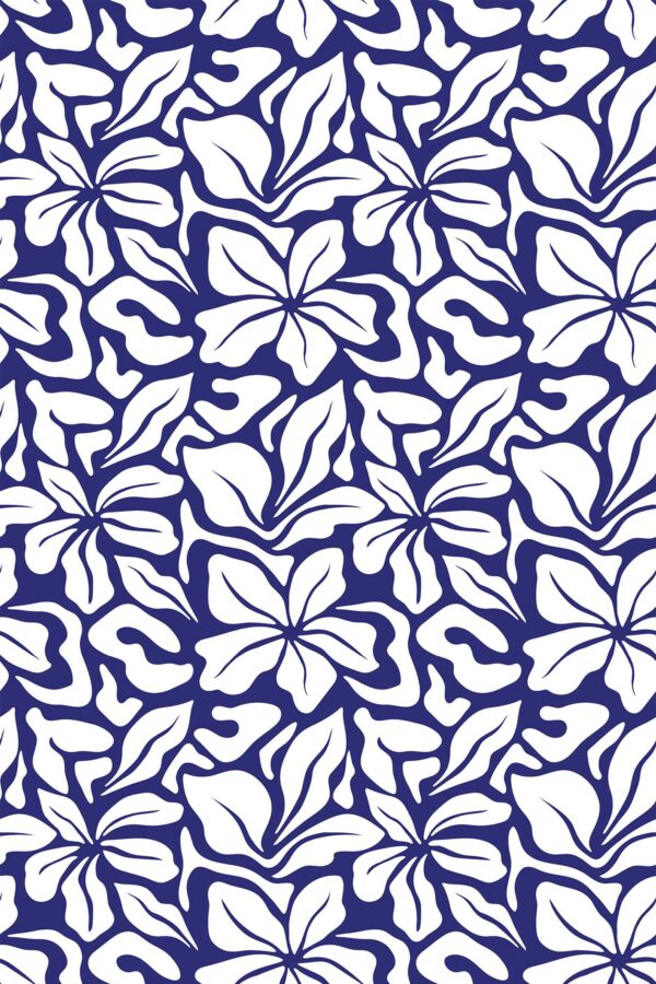 Blue and White Floral Wallpaper