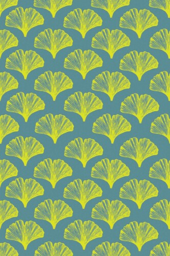 Unpasted Chartreuse ginco leaves wallpaper in green by Fancy Walls