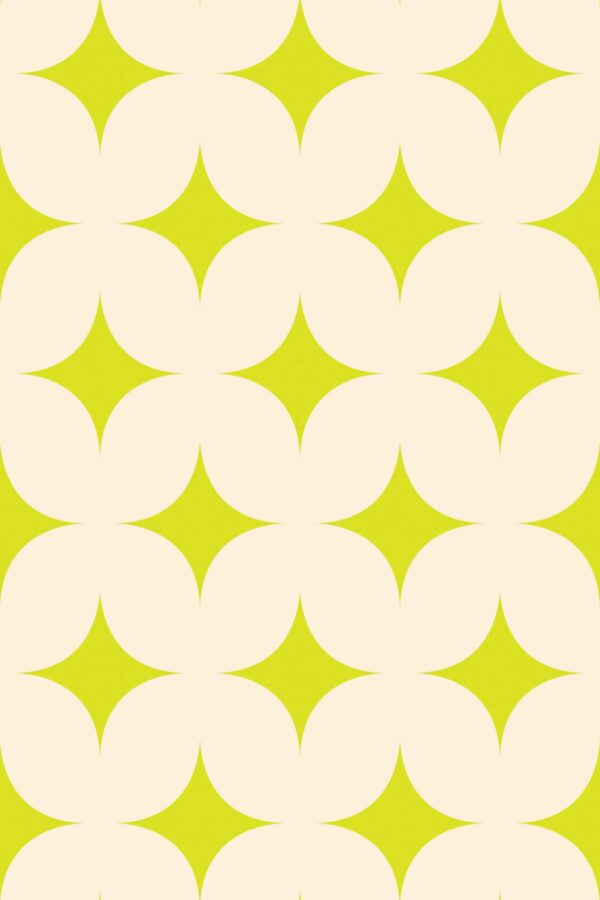 Fancy Walls peel and stick wallpaper featuring Chartreuse stars on beige