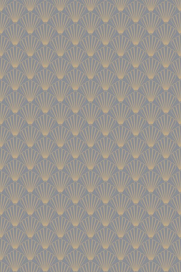 Traditional wallpaper in gray Classic Seashell pattern by Fancy Walls.