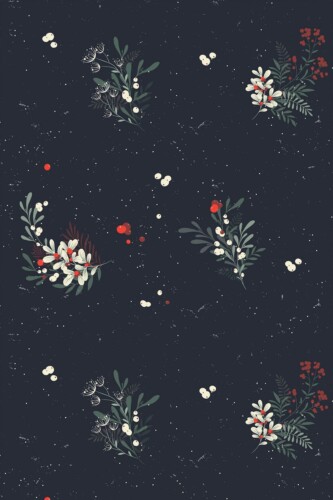 Fancy Walls peel and stick wallpaper featuring a black floral Christmas pattern