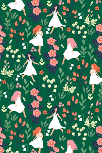 Fancy Walls wallpaper for walls featuring woodland fairies on green background