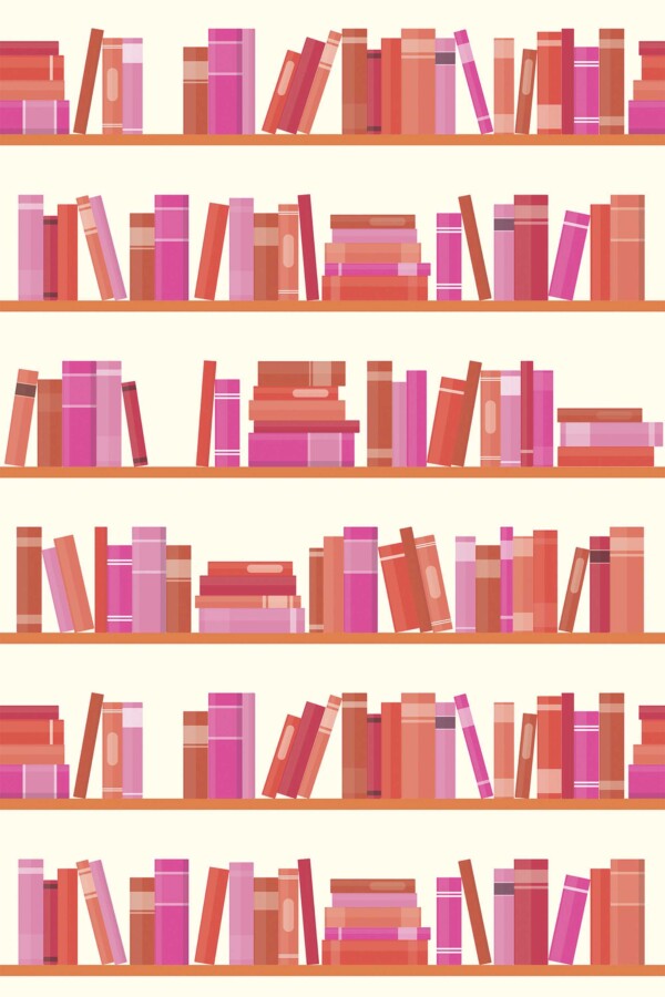 Pink Cute Bookcase Wallpaper