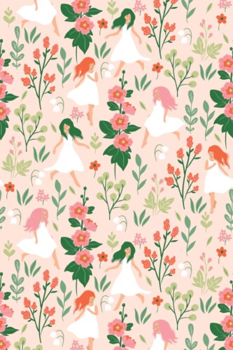 Wallpaper for walls pink woodland fairies design by Fancy Walls