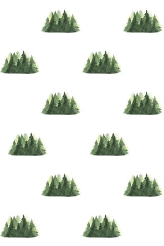 Self-adhesive wallpaper featuring watercolor white pines by Fancy Walls