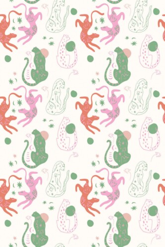 Traditional wallpaper in Playful Pink Leopard theme from Fancy Walls