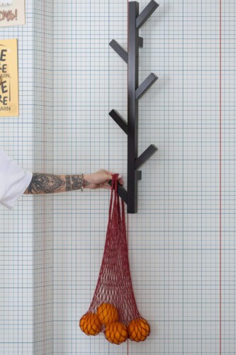 Scandinavian style kitchen decorated with Notebook grid peel and stick wallpaper