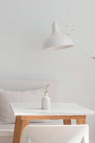 Minimal style dining room decorated with Notebook pattern peel and stick wallpaper