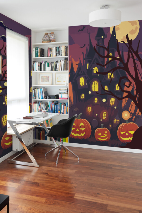 Fancy Walls Colorful Haunted House peel and stick wall murals