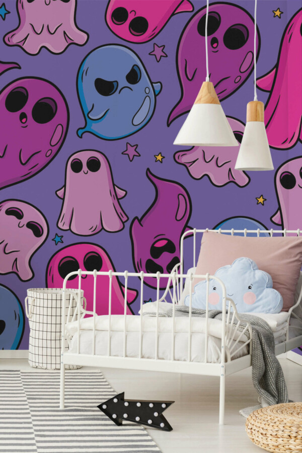 Removable wall mural Purple Ghosts design by Fancy Walls