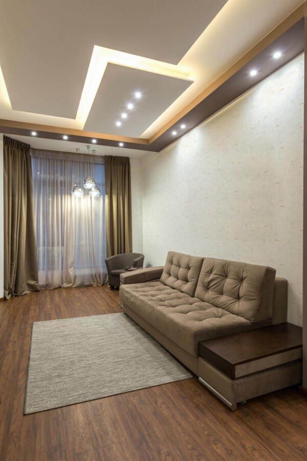 Modern Eastern European style living room decorated with Nursery boat peel and stick wallpaper