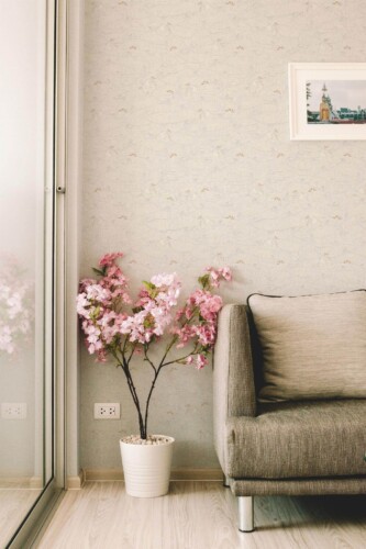 Modern farmhouse style living room decorated with Nursery boat peel and stick wallpaper