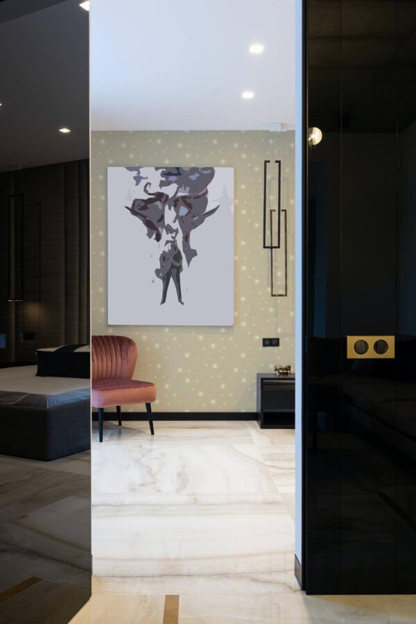 Art deco style bedroom decorated with Nursery stars peel and stick wallpaper