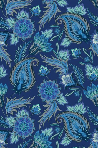Pattern repeat of Oceanic Paisley removable wallpaper design