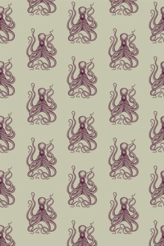 Pattern repeat of Octopus removable wallpaper design