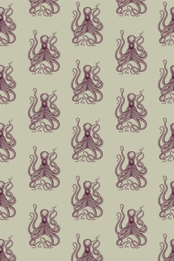 Pattern repeat of Octopus removable wallpaper design