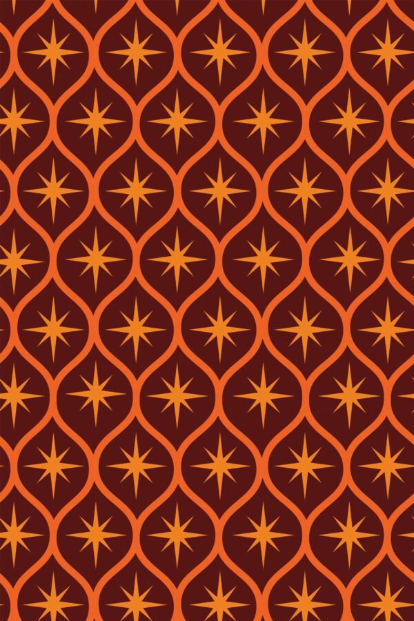 Pattern repeat of Ogee stars removable wallpaper design