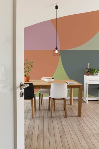 Aesthetic Geometry Elegance peel and stick or non-pasted wall mural. Fancy Walls removable self-adhesive or traditional bold geometric eco-friendly and PVC-free dining room mural wallpaper.