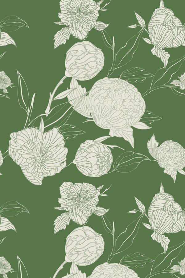 Retro Peonies Wallpaper