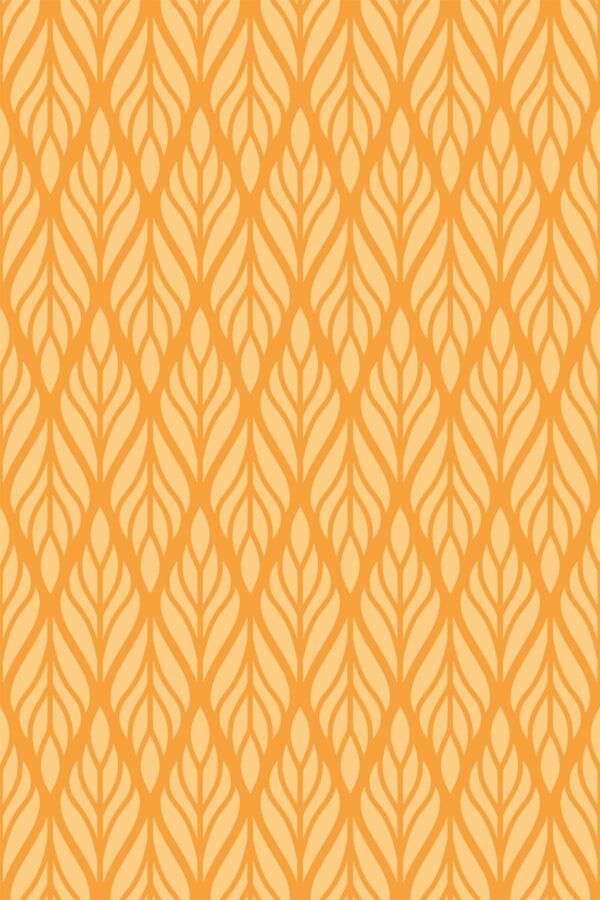 Pattern repeat of Orange Art Deco removable wallpaper design