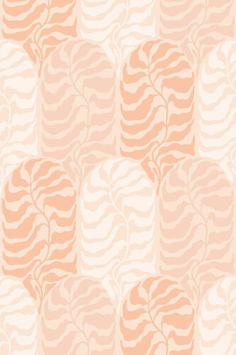 Pattern repeat of Orange boho leaf removable wallpaper design