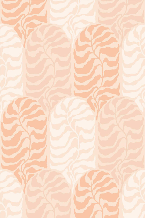 Pattern repeat of Orange boho leaf removable wallpaper design