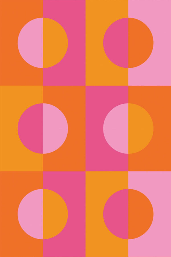 Pattern repeat of Orange circles removable wallpaper design