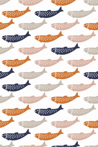 Pattern repeat of Orange fish removable wallpaper design