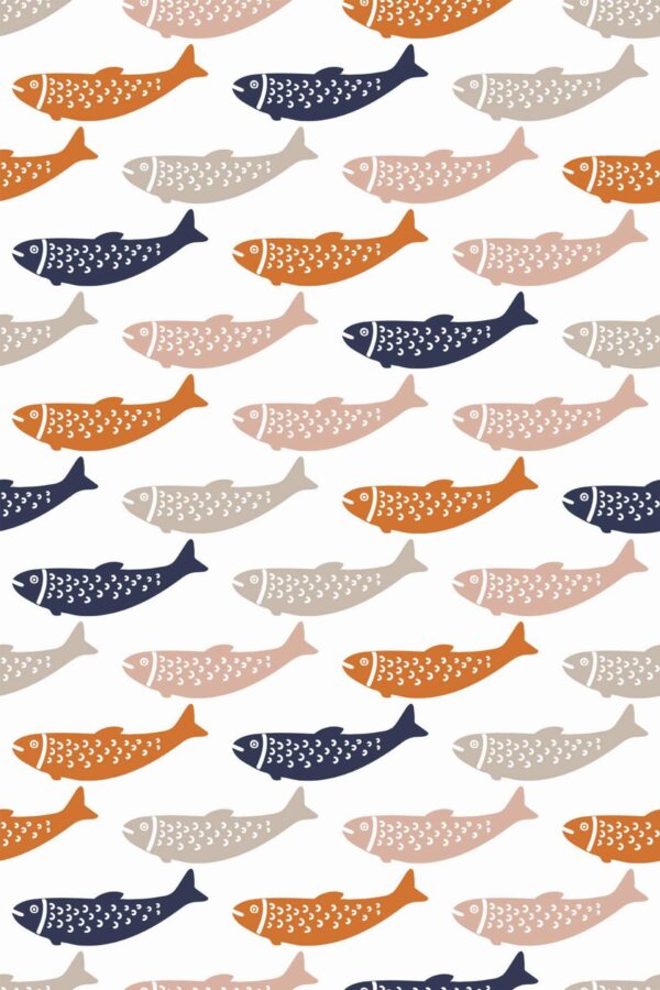 Pattern repeat of Orange fish removable wallpaper design