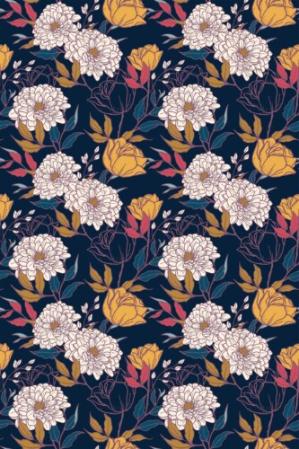 Fancy Walls Orange Floral wallpaper for Dining room walls in Botanical style traditional wallpaper.