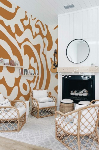 Tangerine Dreamscape wall paper mural from Fancy Walls