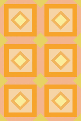Pattern repeat of Orange geometric removable wallpaper design
