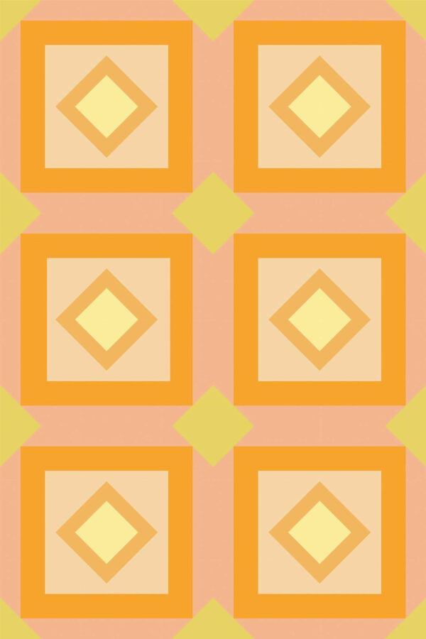Pattern repeat of Orange geometric removable wallpaper design