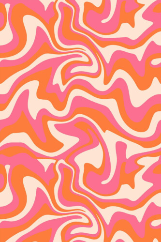 Pattern repeat of Orange groovy removable wallpaper design